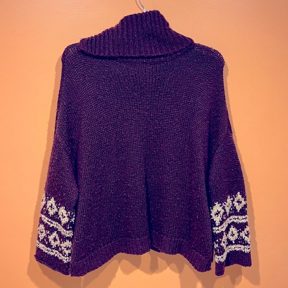 Free People Oversized Drop Shoulder 3/4 Sleeve Knit Cowl Neck Women’s Sweater - Picture 3 of 6